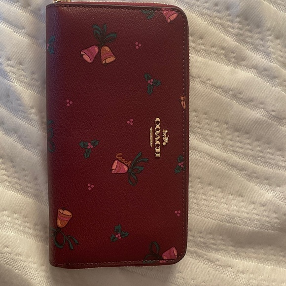 Coach Handbags - Coach Maroon Wallet with Floral Design-  great Christmas gift.
